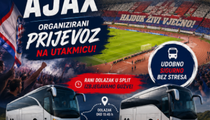 HNK HAJDUK – AFC AJAX 15.10.2026. - ORGANIZIRANI GRUPNI PRIJEVOZ !